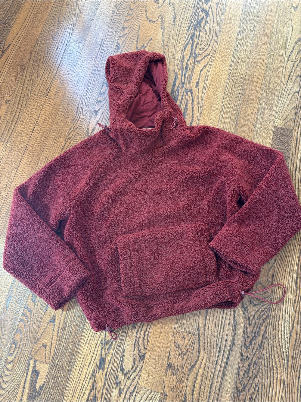 Vince Cozy Women's Hooded Sherpa Pullover - Burgundy, xS, pockets